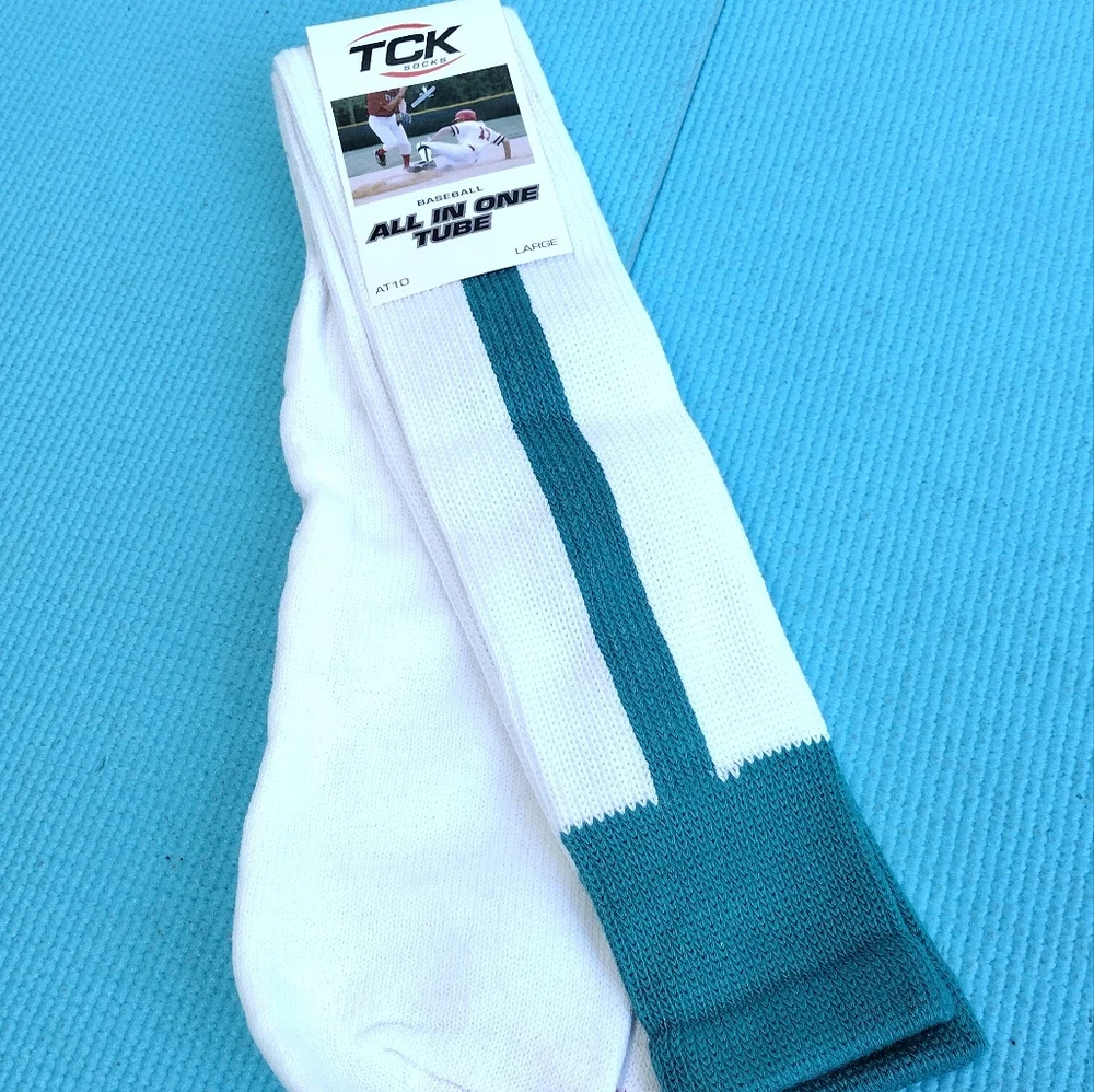 TCK Baseball All in One Tube Socks Teal - Large AT10